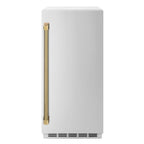 ZLINE Autograph 15" Touchstone Gourmet Ice Maker with Drain Pump and Solid Stainless Steel Door with Polished Gold Helix Handle, IGMDZ-ST-15-KG