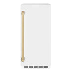 ZLINE Autograph 15" Touchstone Gourmet Ice Maker with Drain Pump and White Matte Door with Champagne Bronze Handle, IGMDZ-WM-15-CB