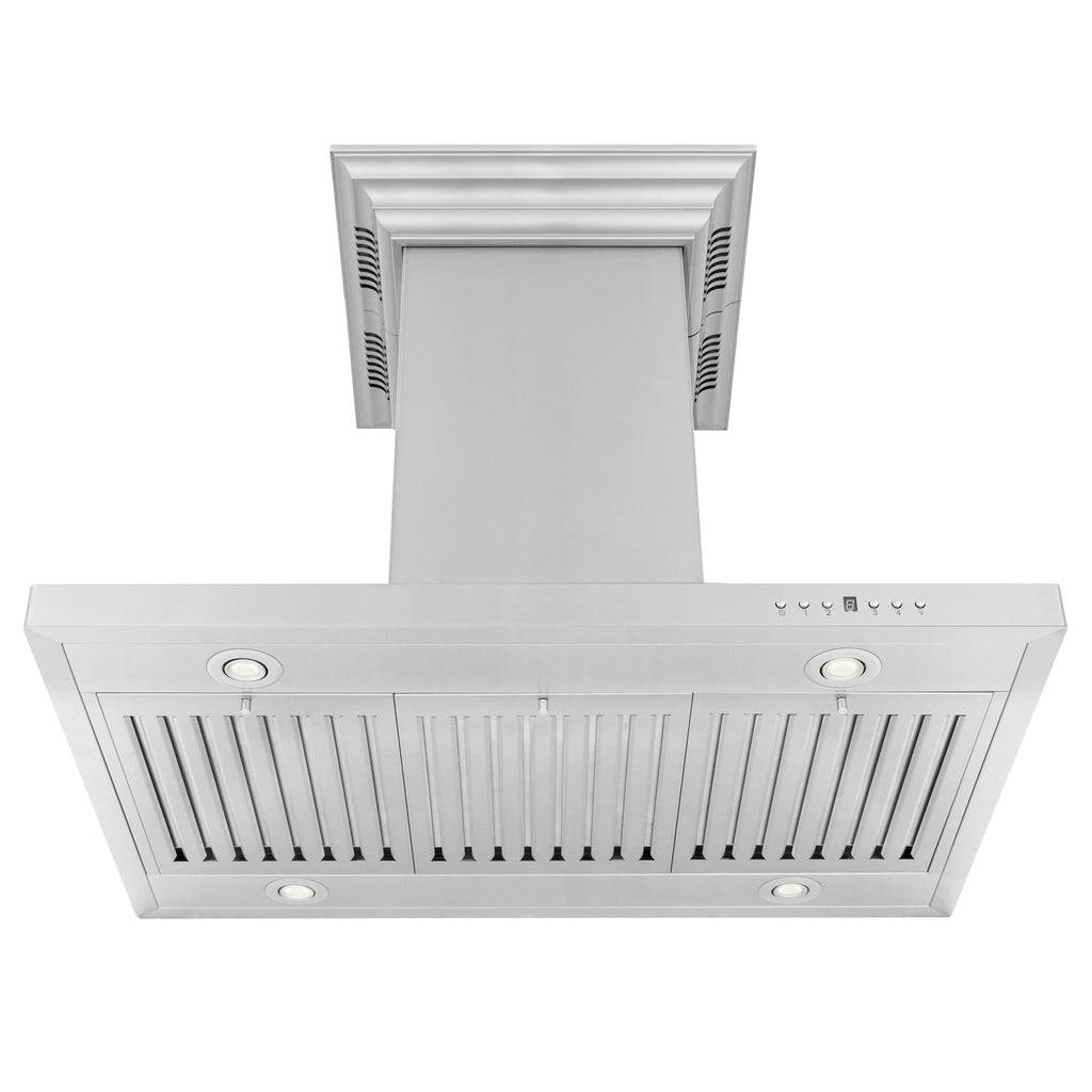 ZLINE 30 in. Island Mount Range Hood 400 CFM Stainless Steel CrownSound Bluetooth Built-in Speakers (GL2iCRN-BT-30)