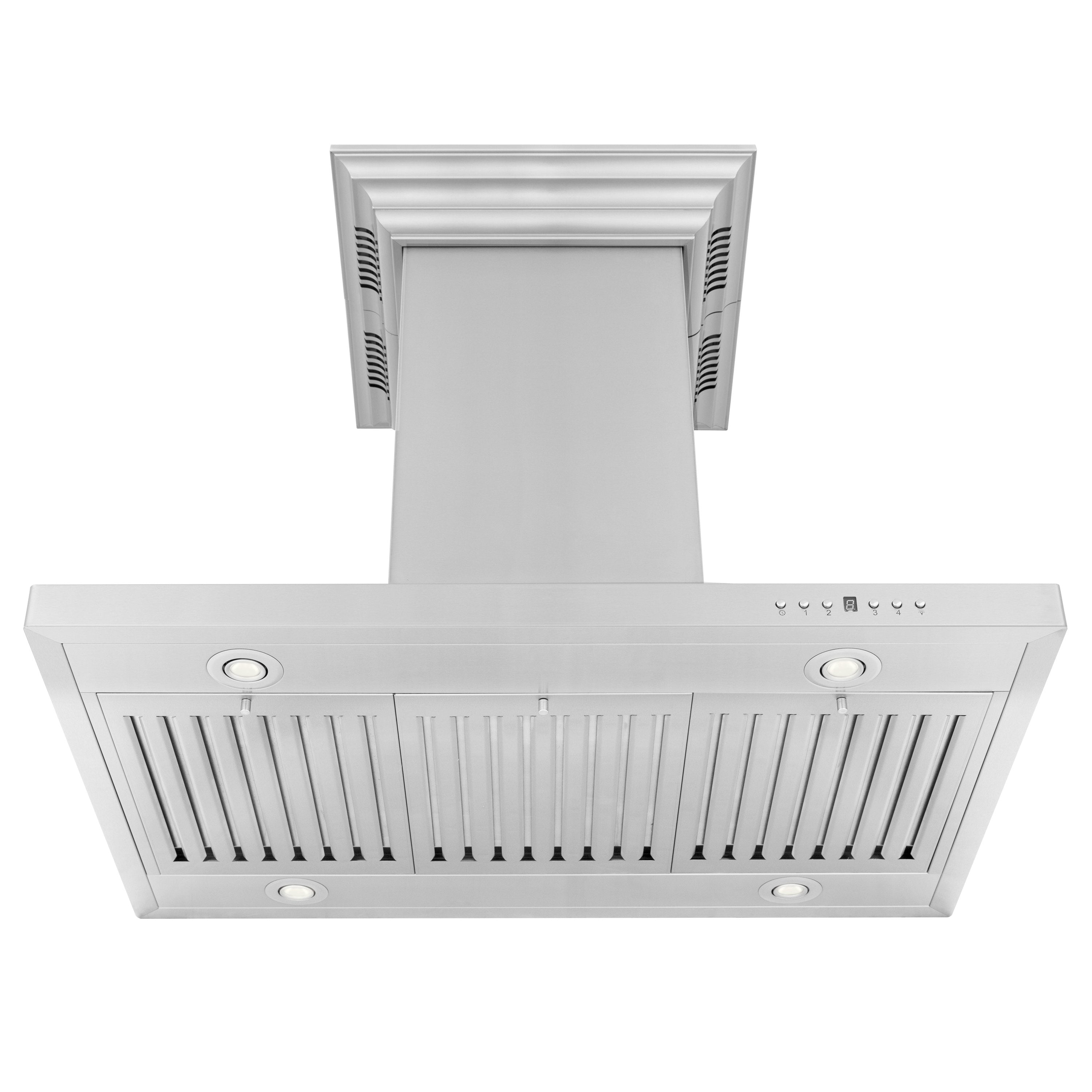 ZLINE 30 in. Island Mount Range Hood 400 CFM Stainless Steel CrownSound Bluetooth Built-in Speakers (GL2iCRN-BT-30)