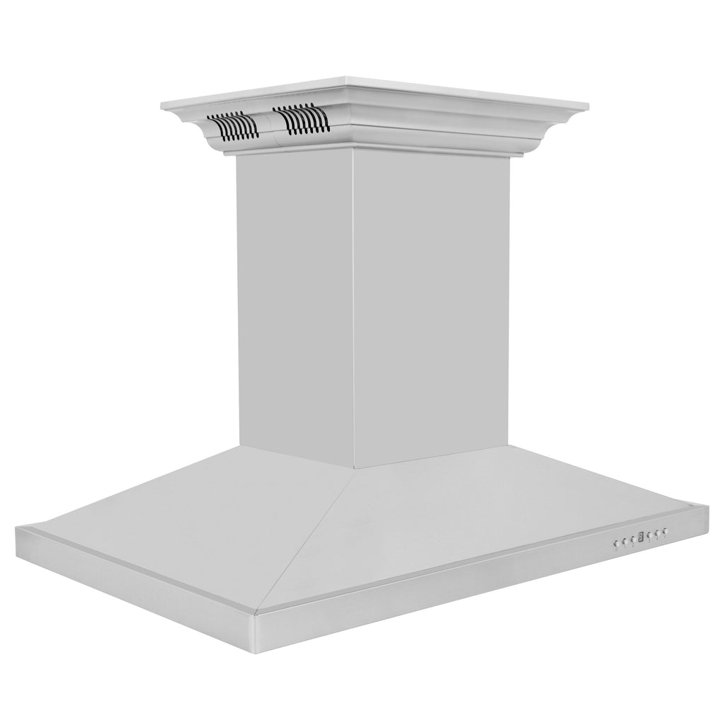 ZLINE 30 in. Island Mount Range Hood 400 CFM Stainless Steel CrownSound Bluetooth Built-in Speakers (GL2iCRN-BT-30)