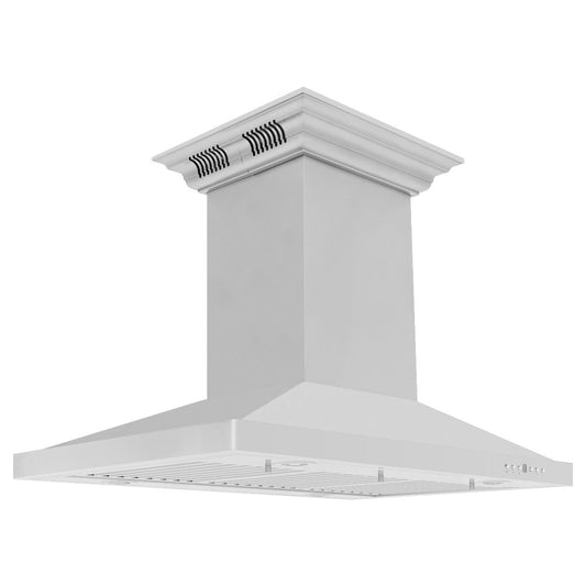 ZLINE 48 in. Island Mount Range Hood with Bluetooth Speakers, Stainless Steel, 400 CFM (GL2iCRN-BT-48)