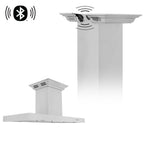 ZLINE 42 in. Island Mount Range Hood Stainless Steel with Built-In Bluetooth Speakers (KE2iCRN-BT-42)