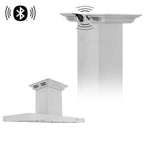 ZLINE 48 in. Island Mount Range Hood 400 CFM Stainless Steel Bluetooth CrownSound Speakers (KE2iCRN-BT-48)