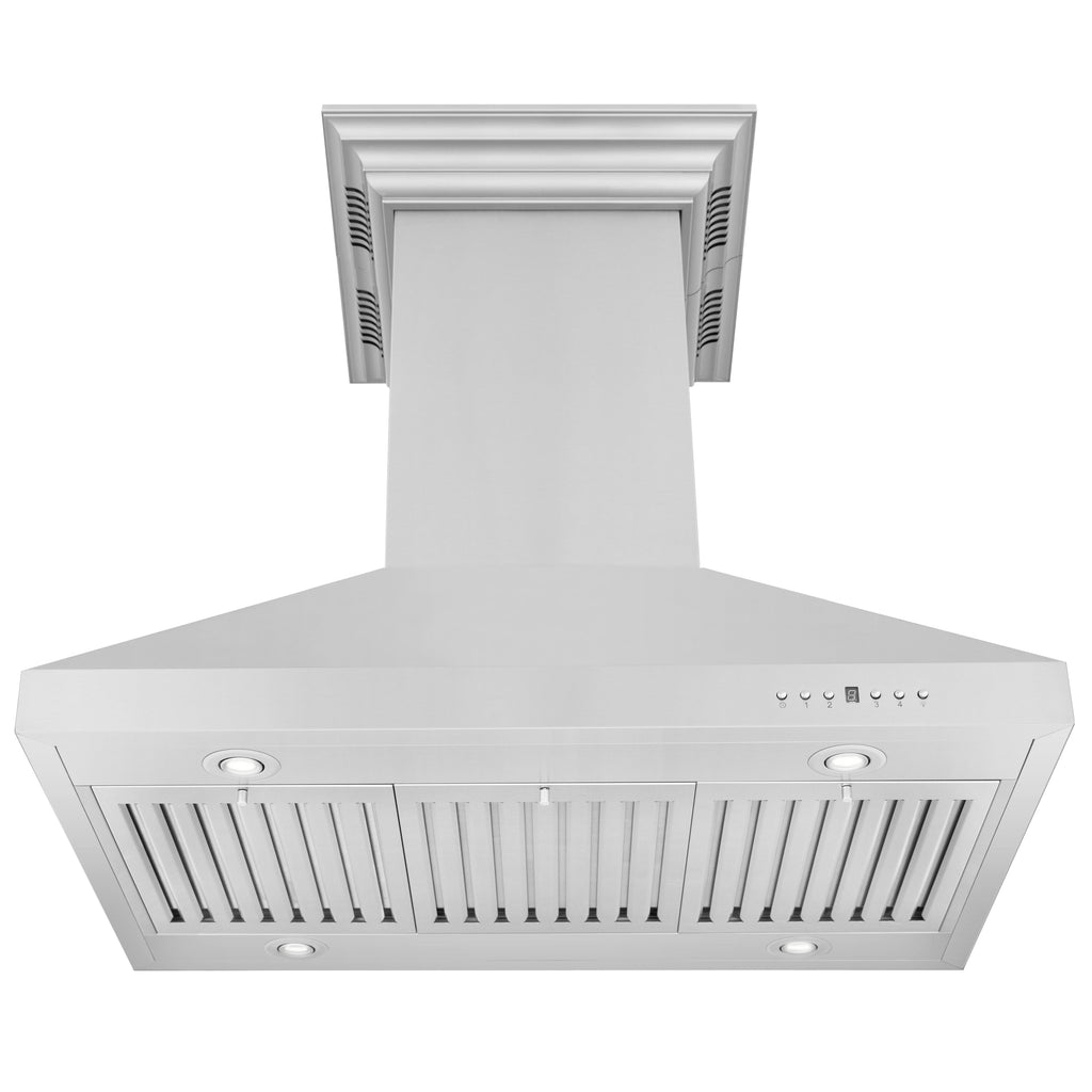 ZLINE 36" Island Mount Range Hood 400 CFM Stainless Steel CrownSound Bluetooth Speakers (KL3iCRN-BT-36)