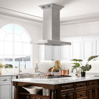 ZLINE 48 in. Island Mount Range Hood 400 CFM Stainless Steel Bluetooth CrownSound Speakers (KE2iCRN-BT-48)