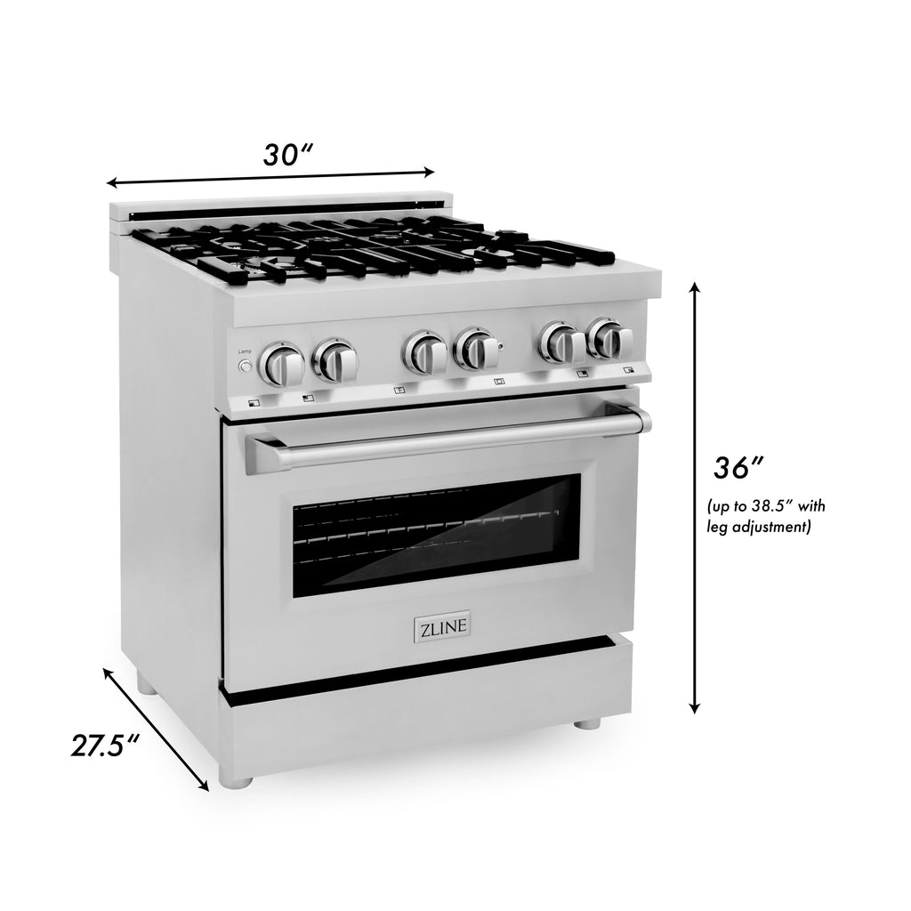 ZLINE 30-Inch Dual Fuel Range with Gas Cooktop, Electric Oven and Griddle, 4.0 cu. ft., Stainless Steel, (RA-GR-30)