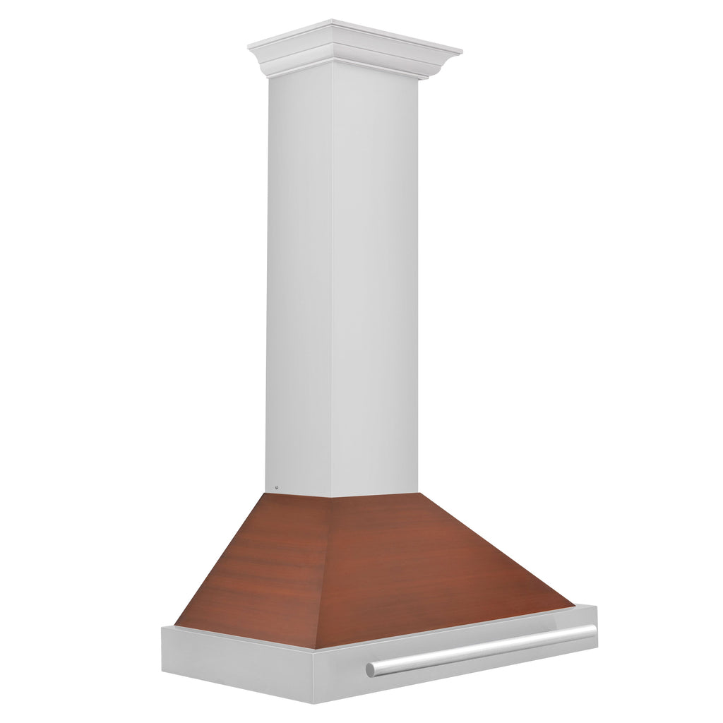ZLINE 30 in. Wall Mount Range Hood 400 CFM Convertible Stainless Steel with Copper Shell and Stainless Steel Handle (KB4STX-C-30)