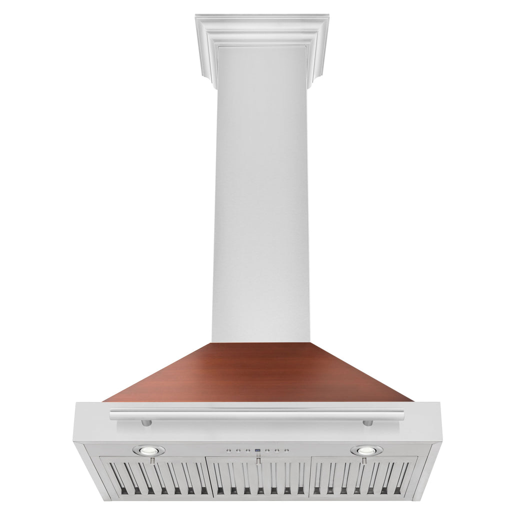 ZLINE 30 in. Wall Mount Range Hood 400 CFM Convertible Stainless Steel with Copper Shell and Stainless Steel Handle (KB4STX-C-30)