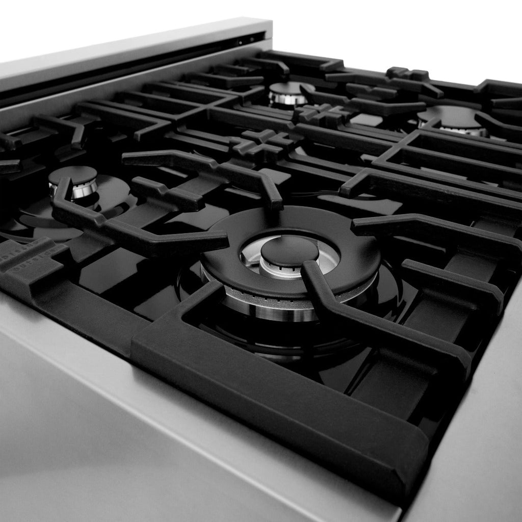 ZLINE Kitchen and Bath 30-Inch Professional Dual Fuel Range with Gas Cooktop and Electric Oven in Stainless Steel (RA30)