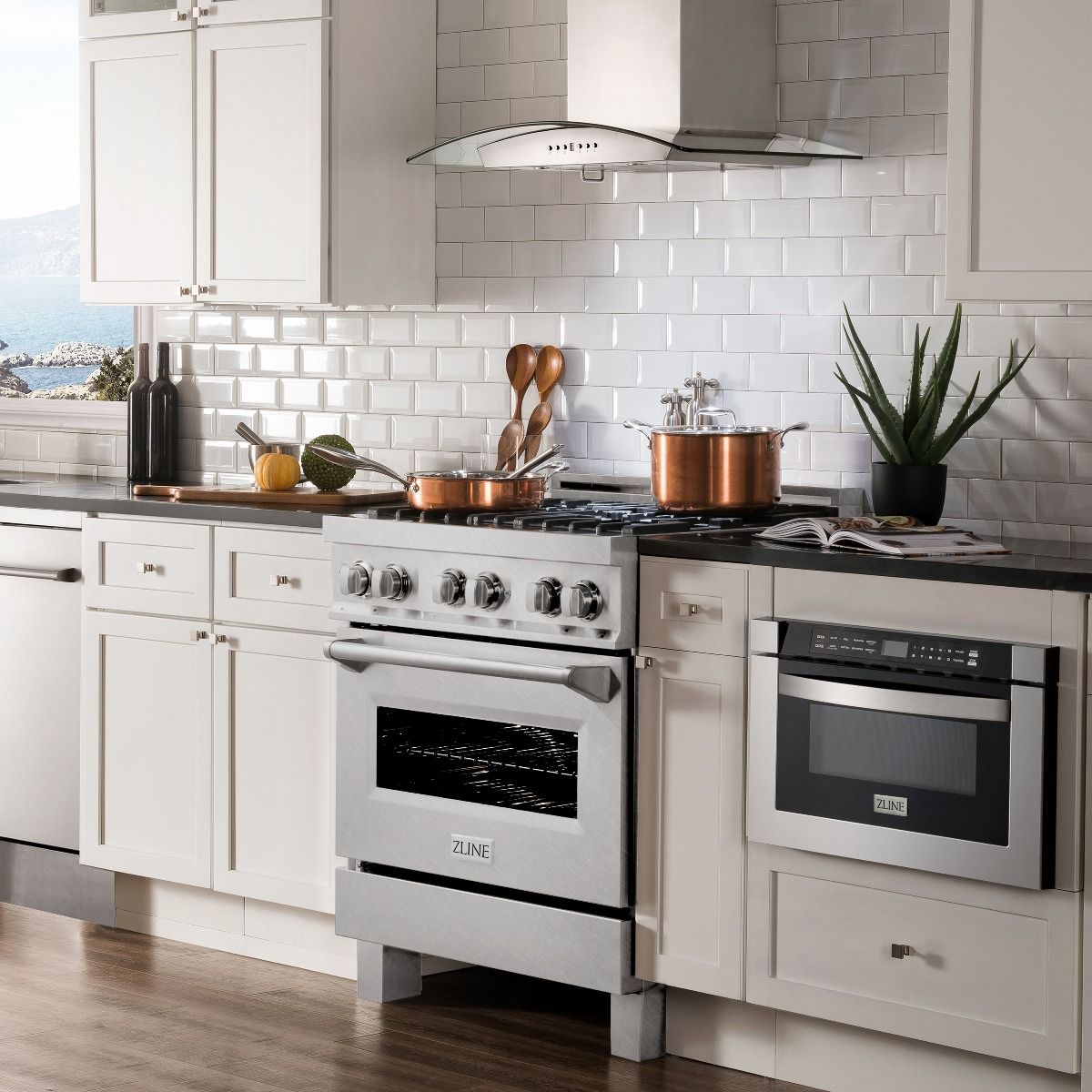 ZLINE Legacy 30-Inch Dual Fuel Range with 4-Burner Gas Cooktop, 4.0 cu. ft. Electric Convection Oven, Satin Stainless Steel (RAS-SN-30)