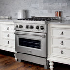 ZLINE Legacy 30-Inch Dual Fuel Range with 4-Burner Gas Cooktop, 4.0 cu. ft. Electric Convection Oven, Satin Stainless Steel (RAS-SN-30)