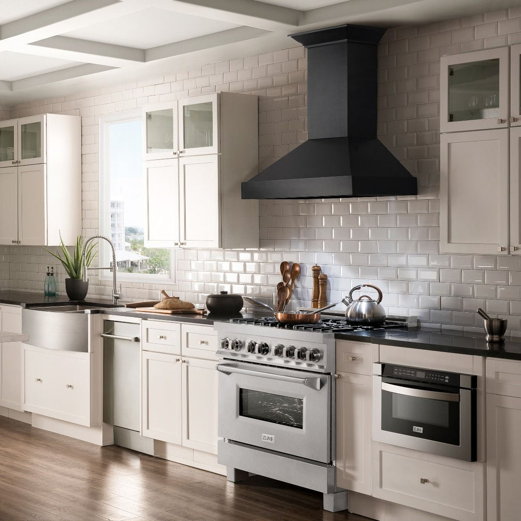 ZLINE 36 in. Kitchen Appliance Package with Satin Stainless Steel Stainless Dual Fuel Range, Ducted Vent Range Hood and Tall Tub Dishwasher, 3KP-RASRH36-DWV