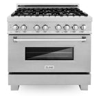 ZLINE 36 in. Dual Fuel Range & 36 in. Range Hood in Satin Stainless Steel Appliance Package, 2KP-RASSNRH36
