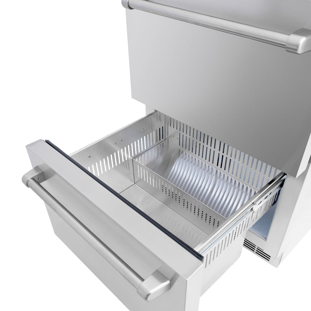ZLINE 24-Inch Outdoor Refrigerator Drawer 4.6 Cu. Ft. Capacity Stainless Steel Dual Drawer 168-Can Storage (RDSO-ST-24)