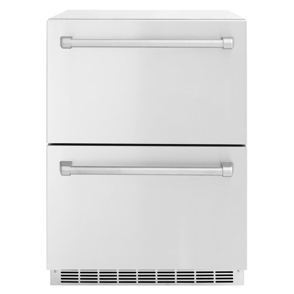 ZLINE 24-Inch Outdoor Refrigerator Drawer 4.6 Cu. Ft. Capacity Stainless Steel Dual Drawer 168-Can Storage (RDSO-ST-24)