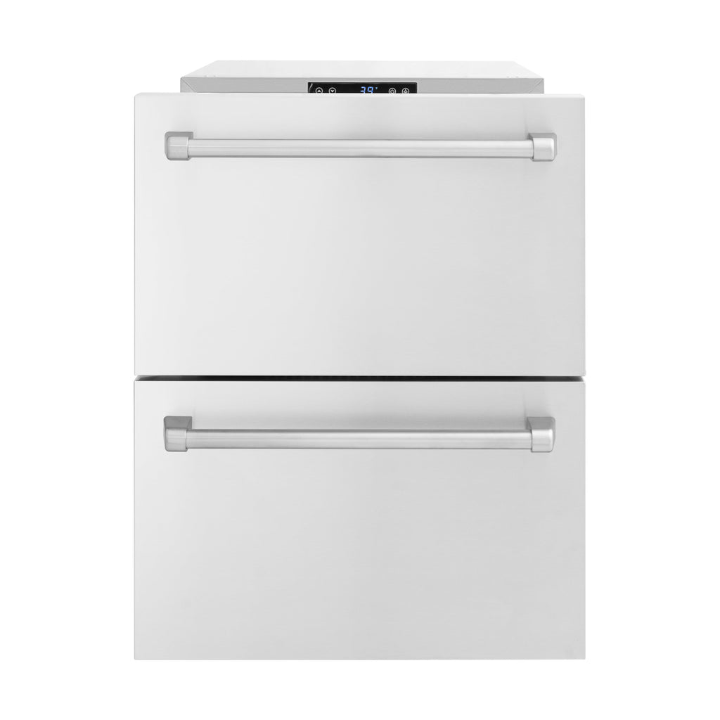 ZLINE 24-Inch Outdoor Refrigerator Drawer 4.6 Cu. Ft. Capacity Stainless Steel Dual Drawer 168-Can Storage (RDSO-ST-24)