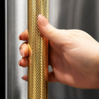 ZLINE Autograph 24" Touchstone 151 Can Beverage Fridge with Solid Stainless Steel Door and Polished Gold Helix Handle, RBSOZ-ST-24-KG
