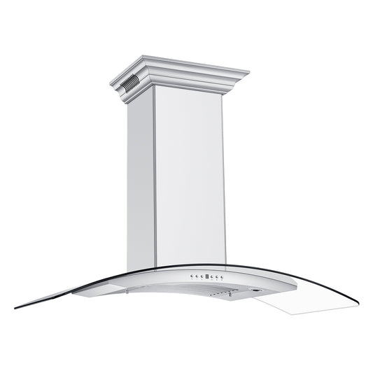 ZLINE 42 in. Wall Mount Range Hood with CrownSound Bluetooth Speakers, Stainless Steel, 400 CFM, LED Lighting (KN4CRN-BT-42)