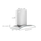 ZLINE 36 in Wall Mount Range Hood Convertible Vent Stainless Steel & Glass 4-Speed 700 CFM (KN4-36)