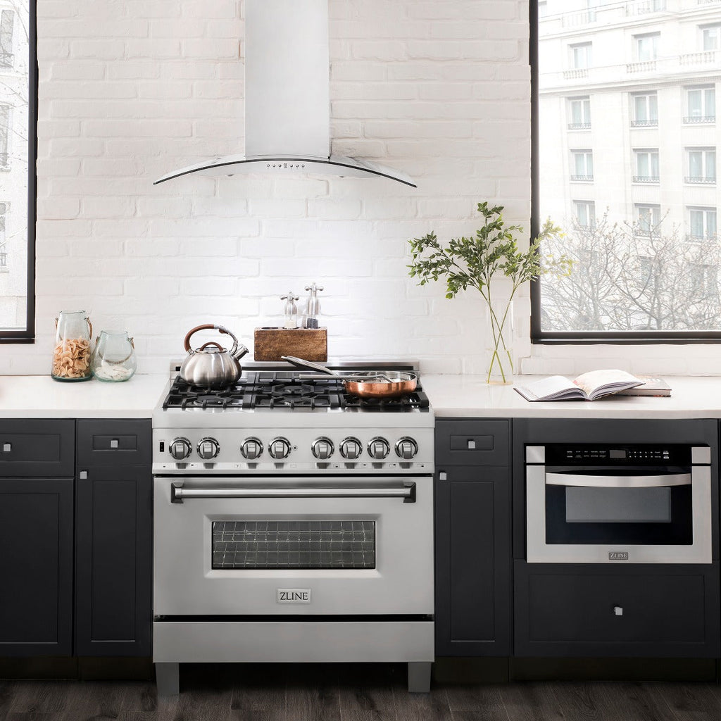 ZLINE 48 in. Wall Mount Range Hood Convertible Stainless Steel & Glass 4-Speed 400 CFM (KN4-48)