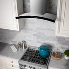 ZLINE 30 in Wall Mount Range Hood Stainless Steel 400 CFM LED Lighting Baffle Filters (KN6-30)