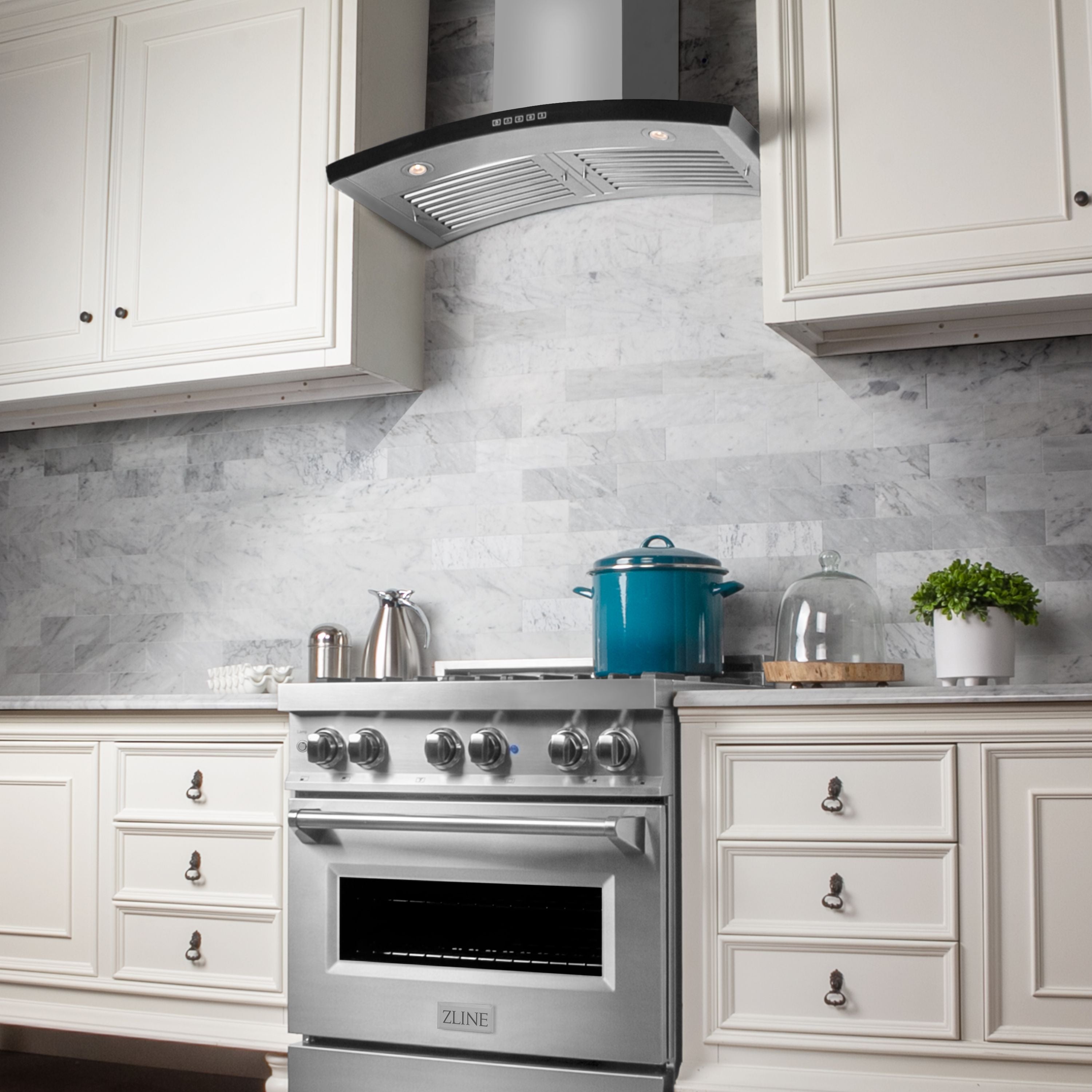 ZLINE 36-Inch Wall Mount Range Hood, Stainless Steel, 4-Speed Ventilation, KN6-36