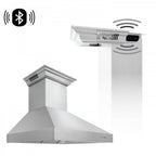 ZLINE 48 in. Wall Mount Range Hood 400 CFM Stainless Steel CrownSound Bluetooth Speakers (697CRN-BT-48)