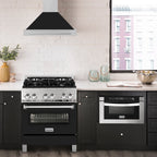 ZLINE 30 in Wall Mount Range Hood Convertible Satin Stainless Steel Black Matte Shell 400 CFM KB4SNX-BLM-30