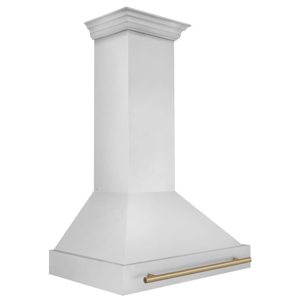 ZLINE 36 Inch Wall Mount Range Hood Stainless Steel Champagne Bronze Handle 8654STZ-36-CB