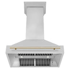 ZLINE 36 Inch Wall Mount Range Hood Stainless Steel Gold Handle Autograph Edition (8654STZ-36-G)