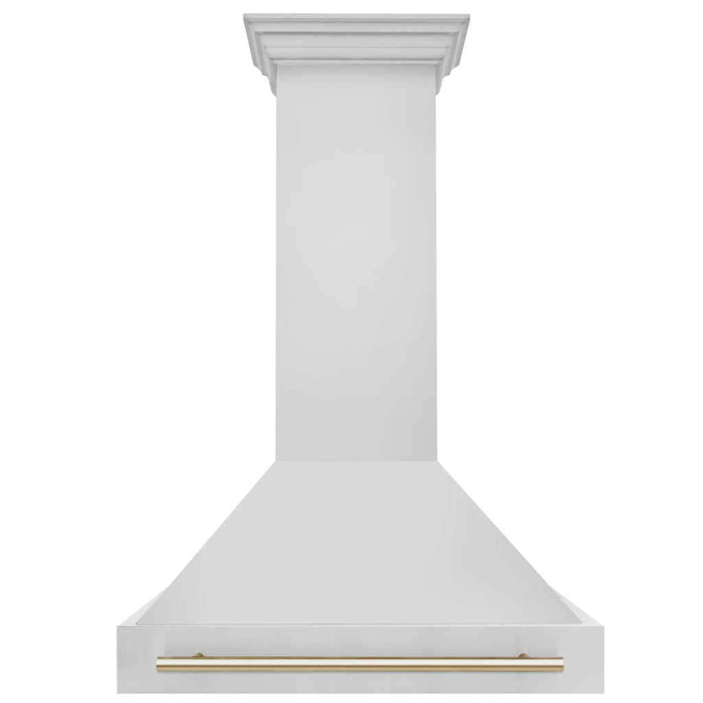 ZLINE 36 Inch Wall Mount Range Hood Stainless Steel Gold Handle Autograph Edition (8654STZ-36-G)