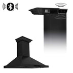 ZLINE 36 in. Wall Mount Range Hood Black Stainless Steel Bluetooth CrownSound Built-In Speakers (BSKBNCRN-BT-36)