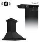 ZLINE 24 in. Wall Mount Range Hood Black Stainless Steel Bluetooth CrownSound® 400 CFM (BSKBNCRN-BT-24)