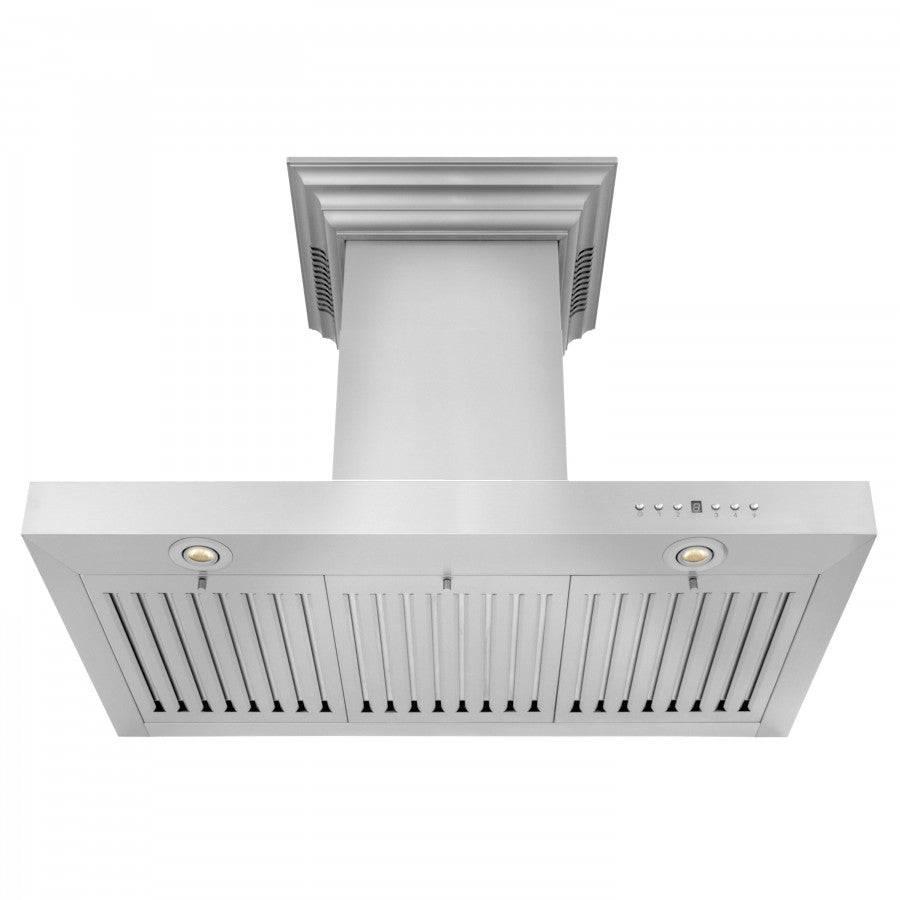 ZLINE 48 in Wall Mount Range Hood Stainless Steel 400 CFM CrownSound Bluetooth Speakers (KECRN-BT-48)