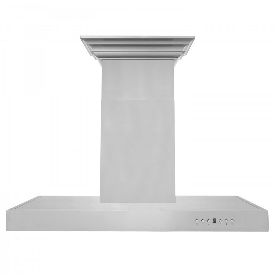 ZLINE 36 in. Wall Mount Range Hood with CrownSound Bluetooth Speakers, Stainless Steel, 400 CFM, 4-Speed Fan (KECRN-BT-36)