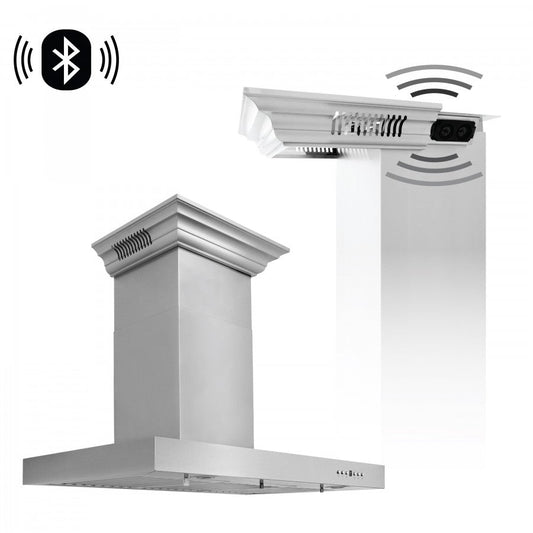 ZLINE 48 in Wall Mount Range Hood Stainless Steel 400 CFM CrownSound Bluetooth Speakers (KECRN-BT-48)