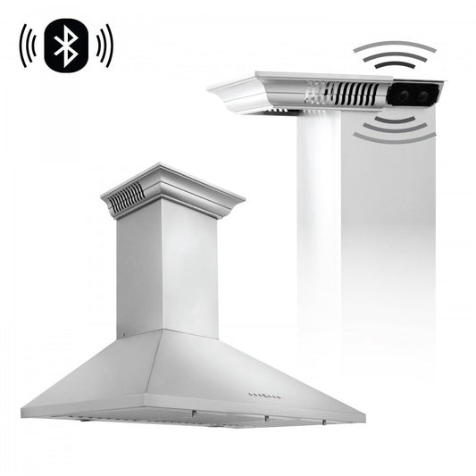 ZLINE 30 in. Wall Mount Range Hood with Bluetooth Speakers, Stainless Steel, KL2CRN-BT-30