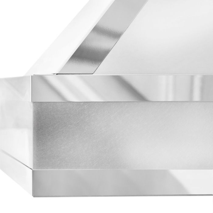 ZLINE 30 Inch Wall Mount Range Hood Satin Stainless Steel Mirror Accents Designer Series (655MR-30)
