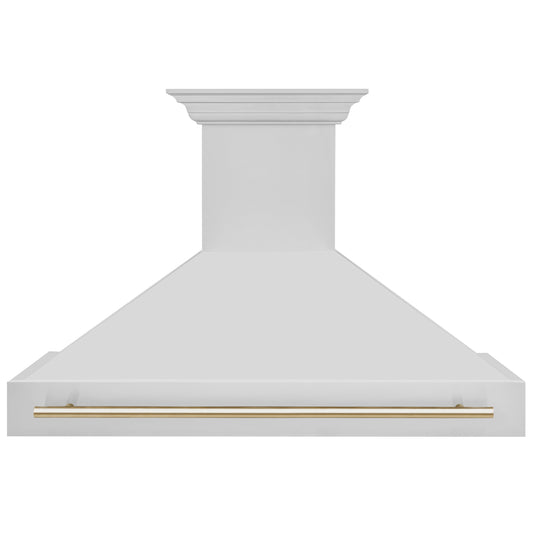 ZLINE 48 Inch Wall Mount Range Hood Stainless Steel Gold Handle Autograph Edition 8654STZ-48-G