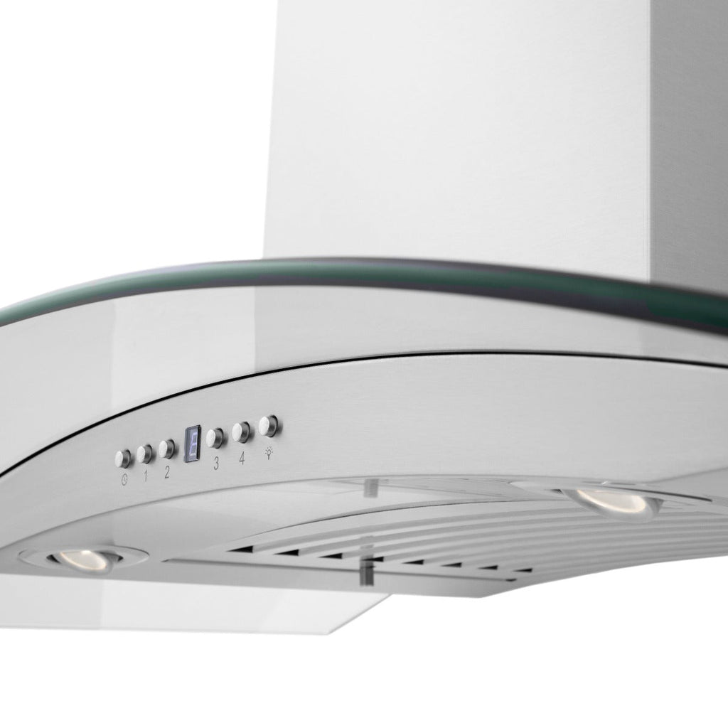 ZLINE 36 in. Wall Mount Range Hood Stainless Steel 400 CFM CrownSound Bluetooth Speakers 4-Speed (KN4CRN-BT-36)