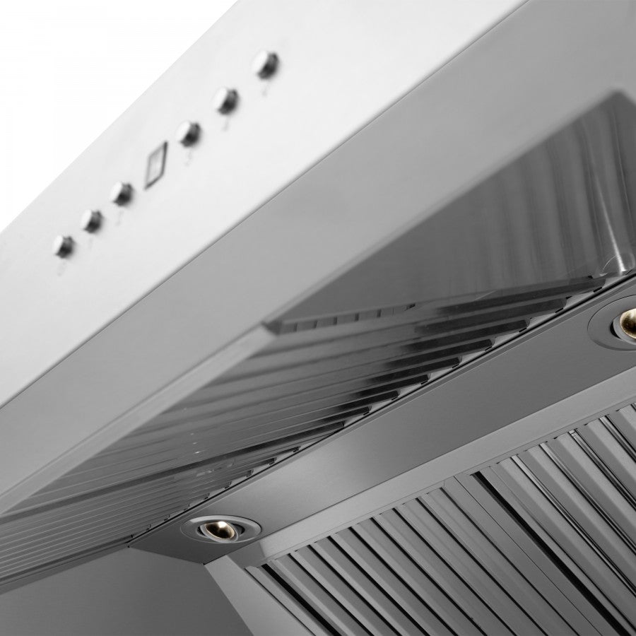 ZLINE 36 in. Wall Mount Range Hood Stainless Steel Built-In Bluetooth Speakers CrownSound® (697CRN-BT-36)