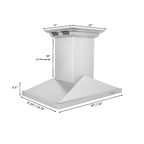 ZLINE 36 in. Island Mount Range Hood 400 CFM Stainless Steel CrownSound Bluetooth Speakers (GL1iCRN-BT-36)