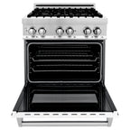 ZLINE 30-Inch Dual Fuel Range with Gas Burners, Electric Oven, Griddle, and White Matte Door in Stainless Steel (4.0 cu. ft.), Model RA-WM-GR-30