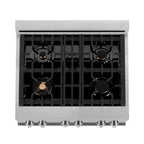 ZLINE 30 in. Legacy Dual Fuel Range, 4.0 cu. ft., Gas Cooktop with 4 Brass Burners and Griddle, Electric Convection Oven, Satin Stainless Steel, Model RAS-SN-BR-GR-30
