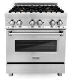 ZLINE 30" Dual Fuel Range with Gas Cooktop and Electric Oven, Stainless Steel with Brass Burners (RA-BR-30)