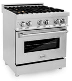 ZLINE 30" Dual Fuel Range with Gas Cooktop and Electric Oven, Stainless Steel with Brass Burners (RA-BR-30)