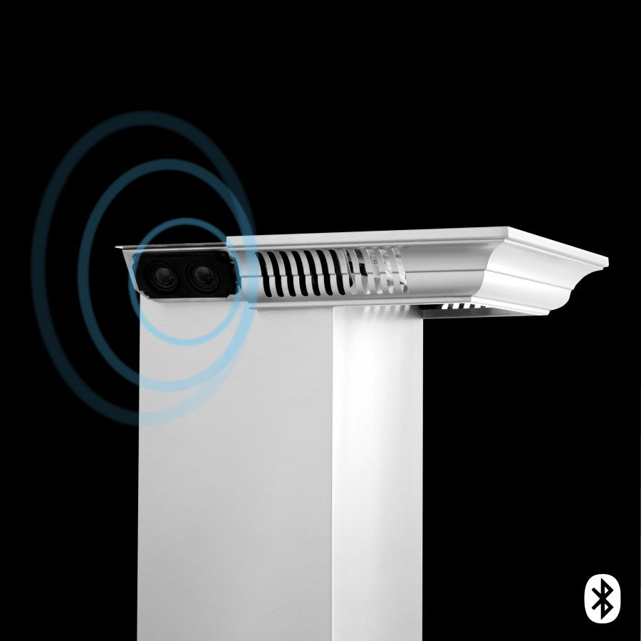 ZLINE 36 in Wall Mount Range Hood Stainless Steel Bluetooth Speakers CrownSound KBCRN-BT-36