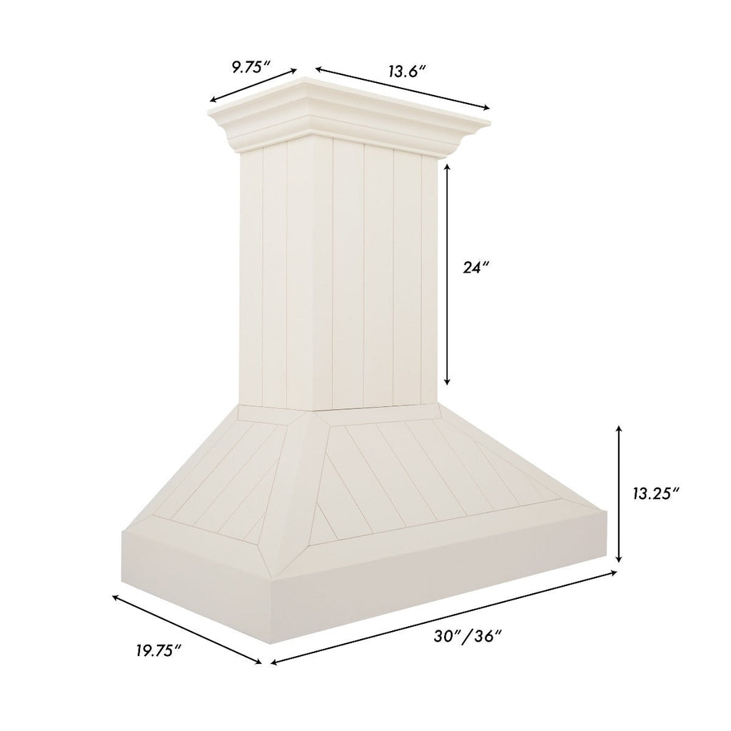 ZLINE 36 in. Wall Mount Range Hood, Wooden White Finish (KPTT-36)