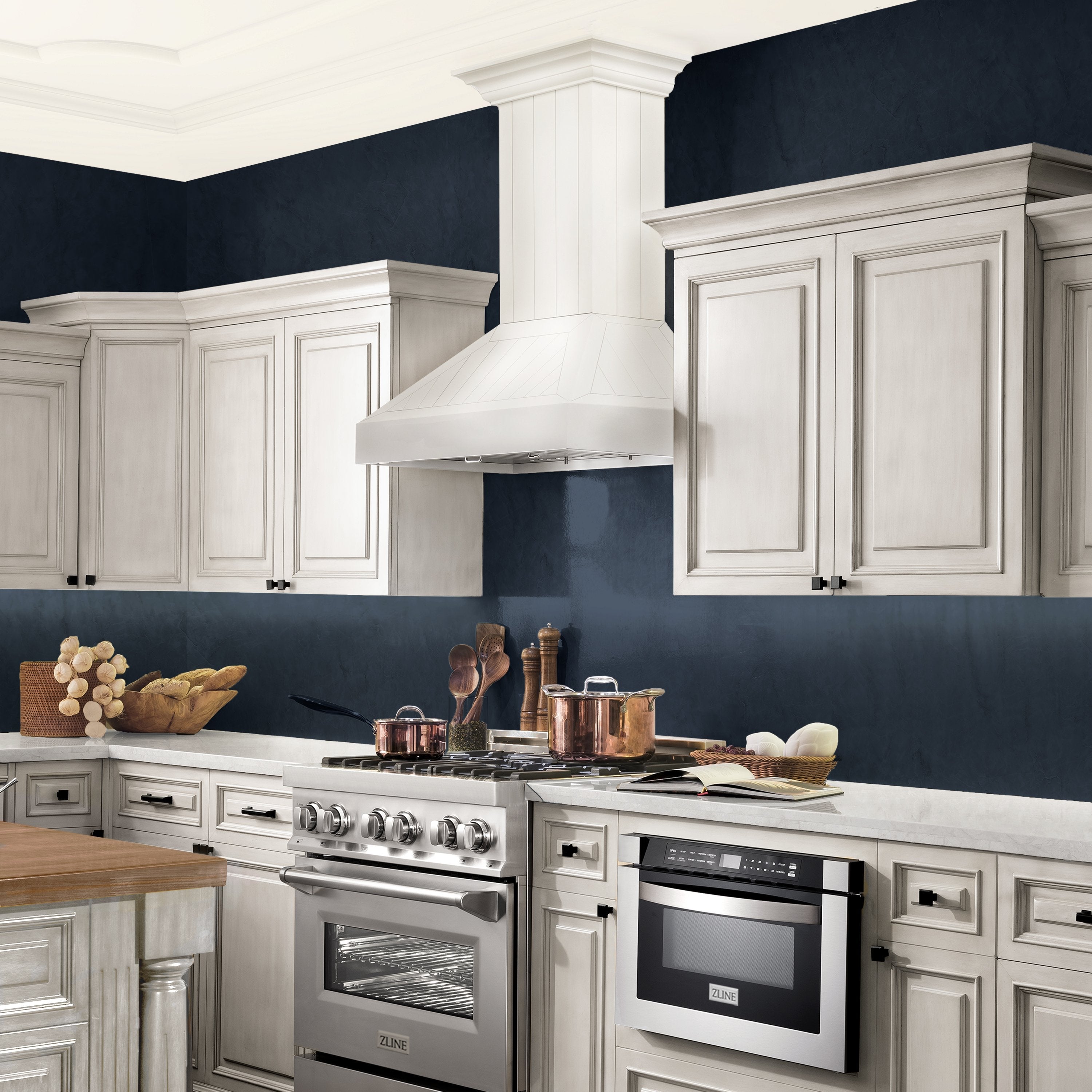 ZLINE 30 in. Wall Mount Range Hood – Wooden Construction, Cottage White Finish (KPTT-30)